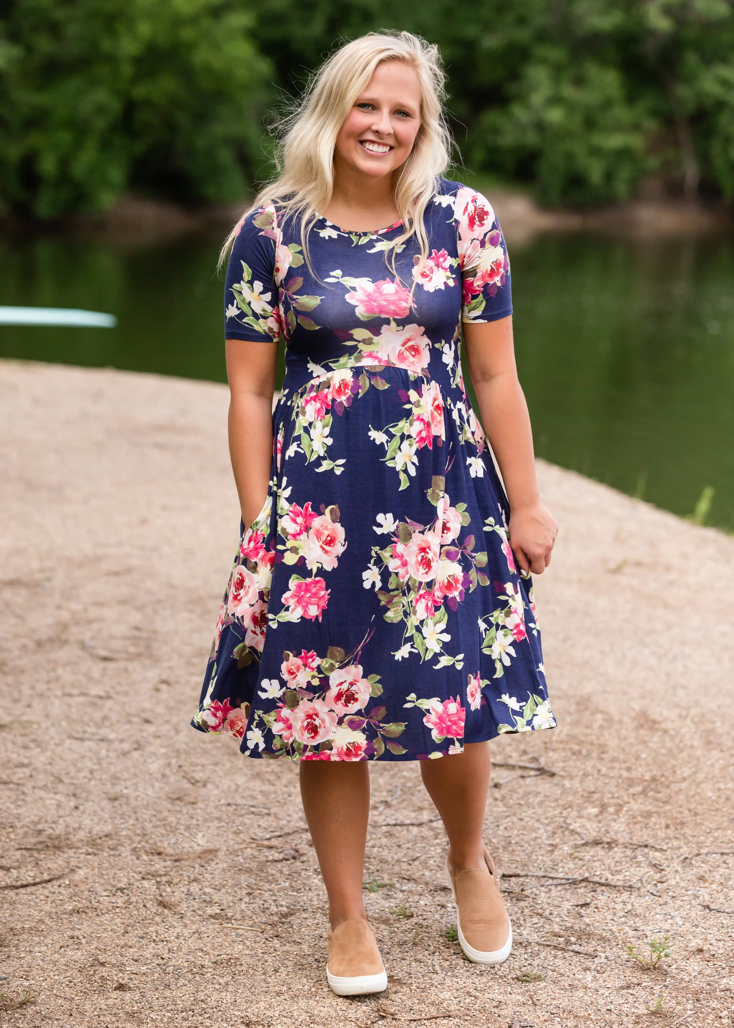 Refreshing Floral Empire Waist Midi Dress - FINAL SALE