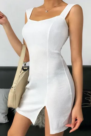 Ribbed Cutout Back Bodycon Short Dress