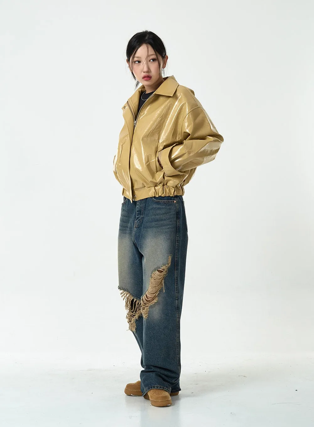 Ripped Wide Denim Pants CG10