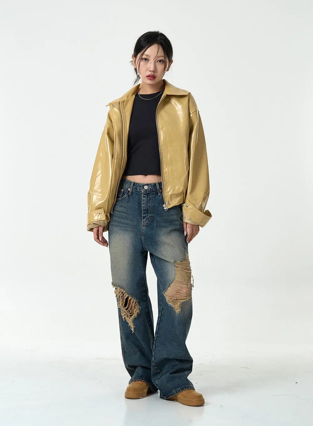 Ripped Wide Denim Pants CG10