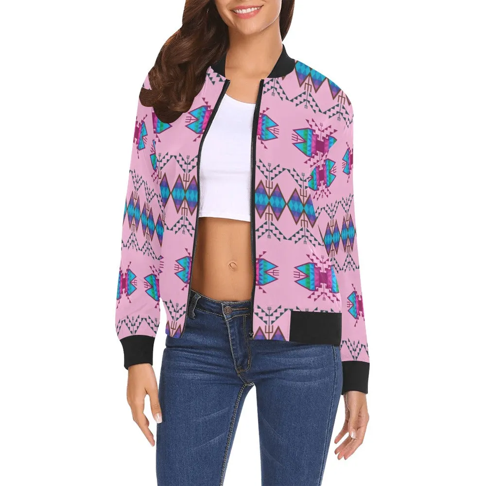 Sacred Trust Carnation Bomber Jacket for Women