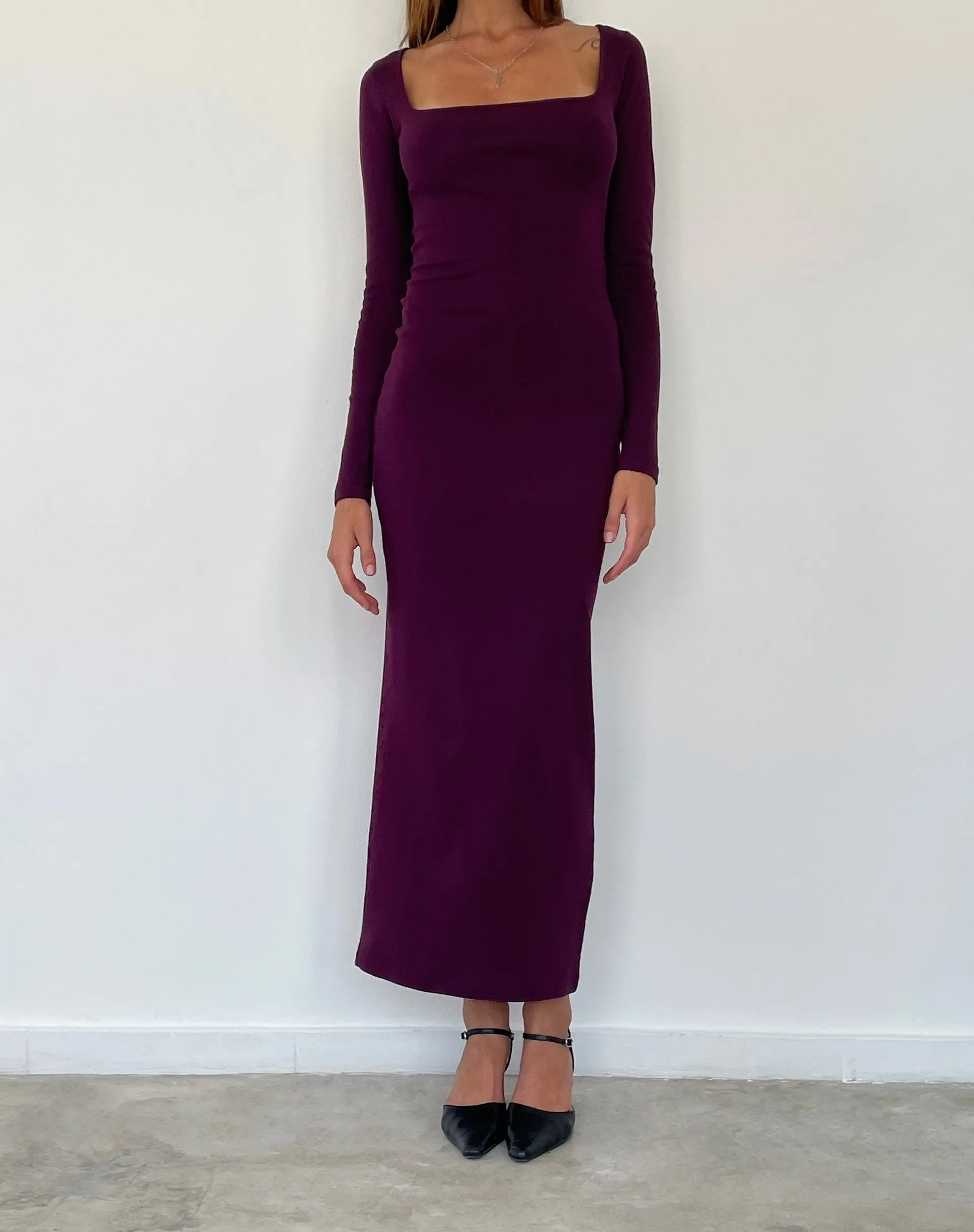 Samaira Long Sleeve Maxi Dress in Aubergine