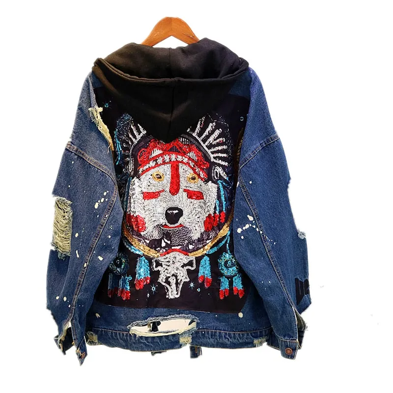 Sequins Jacket Hooded