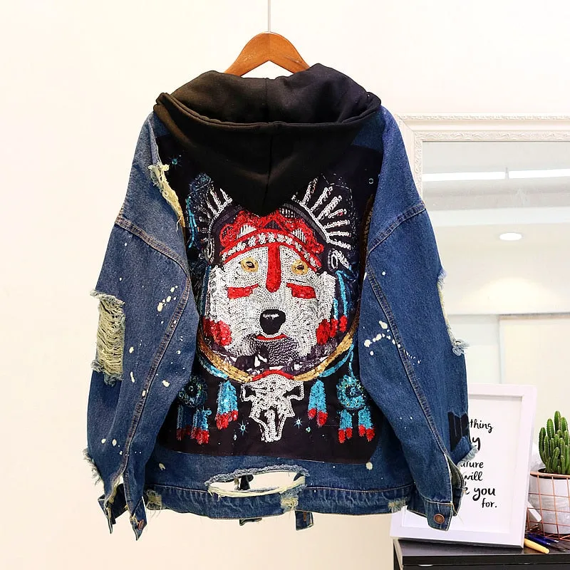 Sequins Jacket Hooded