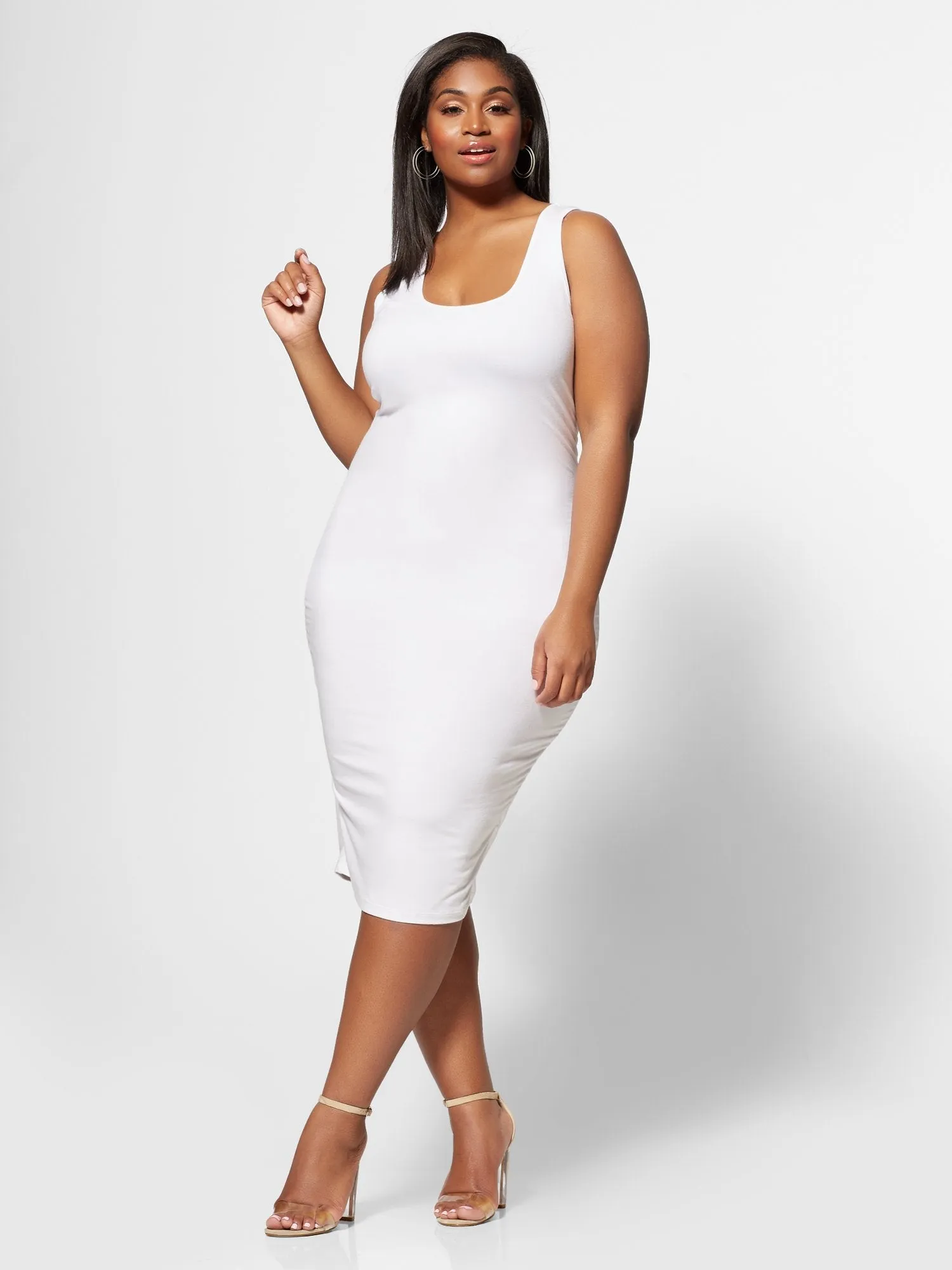 Signature - White Sleeveless Everyday Midi