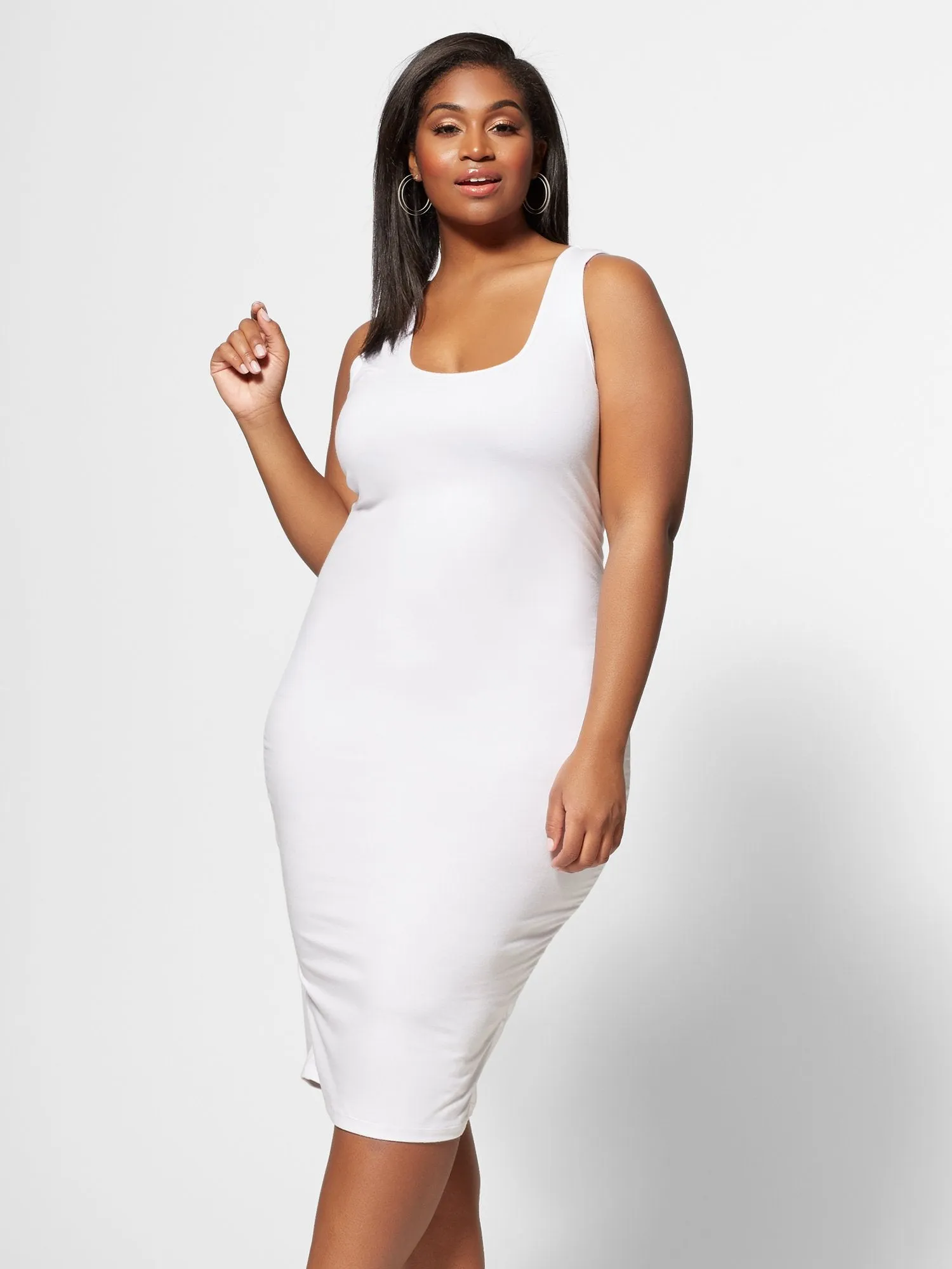 Signature - White Sleeveless Everyday Midi