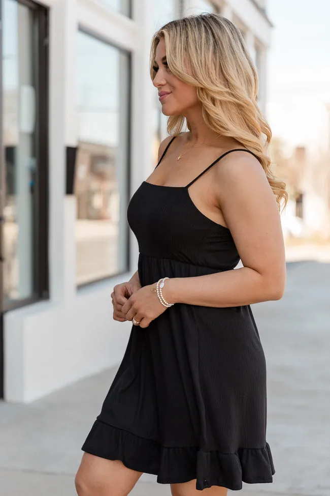 Simple Moments Black Knit Dress With Ruffle Hem