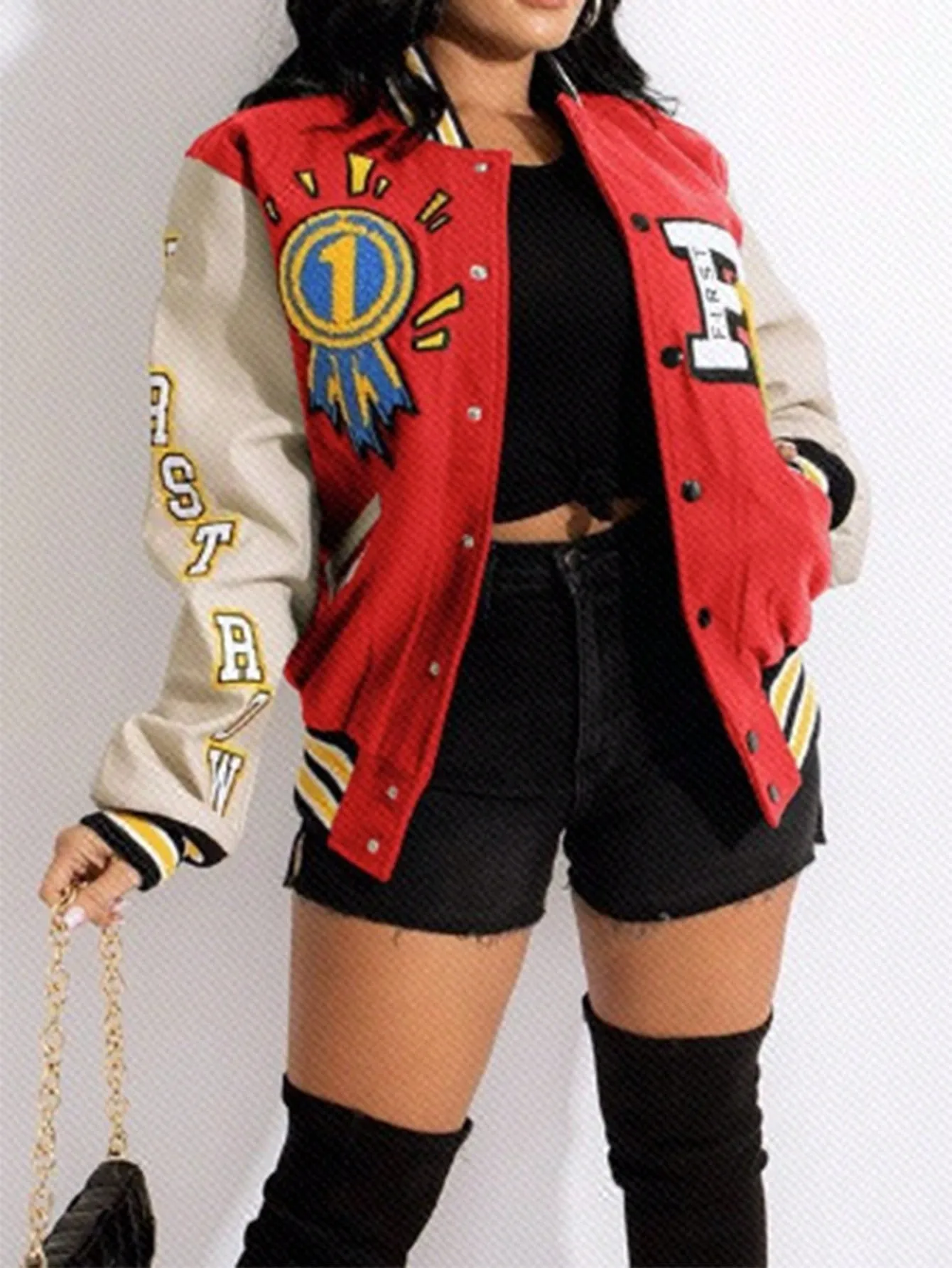 Slayr Printing & Color Blocking Baseball Jacket