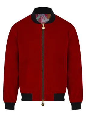 Soot and Ty Reversible Classic Velvet Red Statement Bomber Jacket 2.0