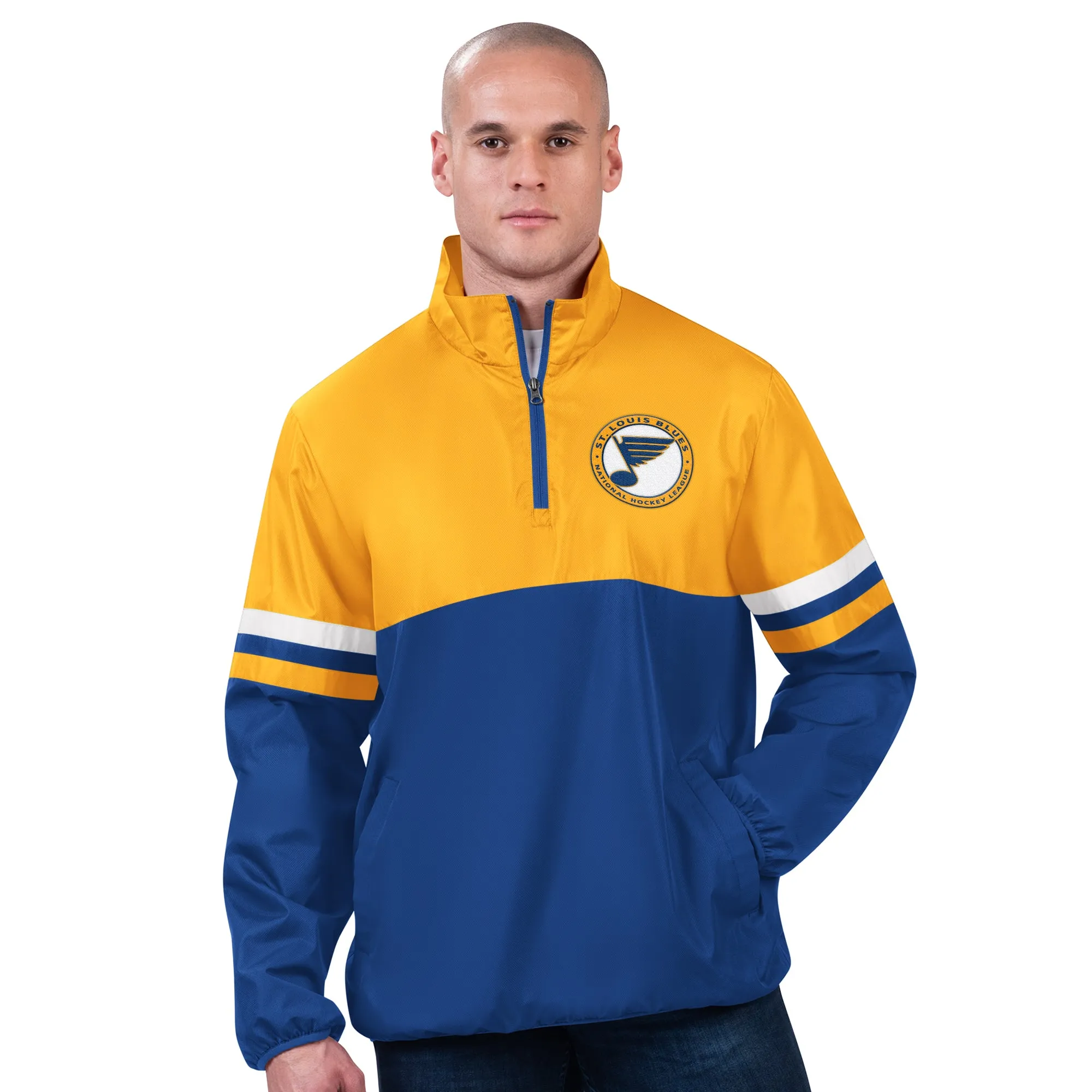 ST. LOUIS BLUES STARTER CIRCLE CREST 1/4 ZIP - GOLD