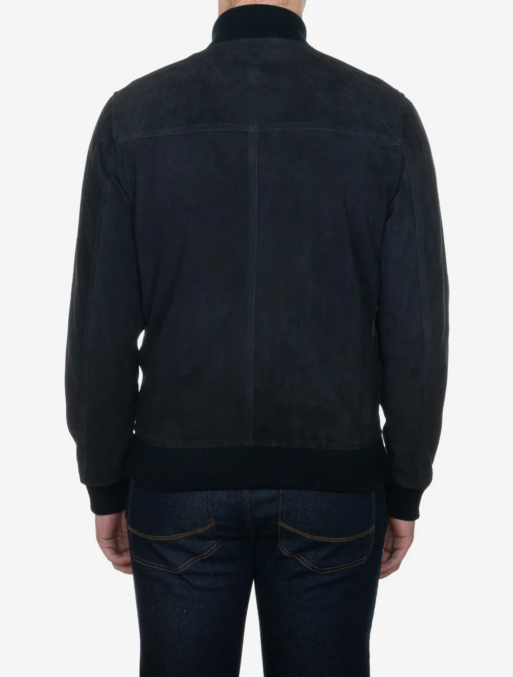 Suede Bomber Jacket Dark Blue Navy