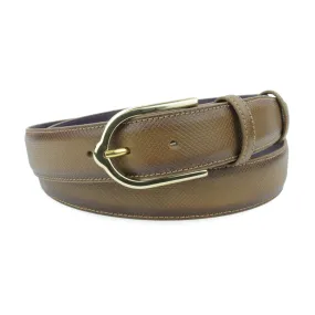 Taupe Dadino Texture Burnished Stirrup Prong Belt