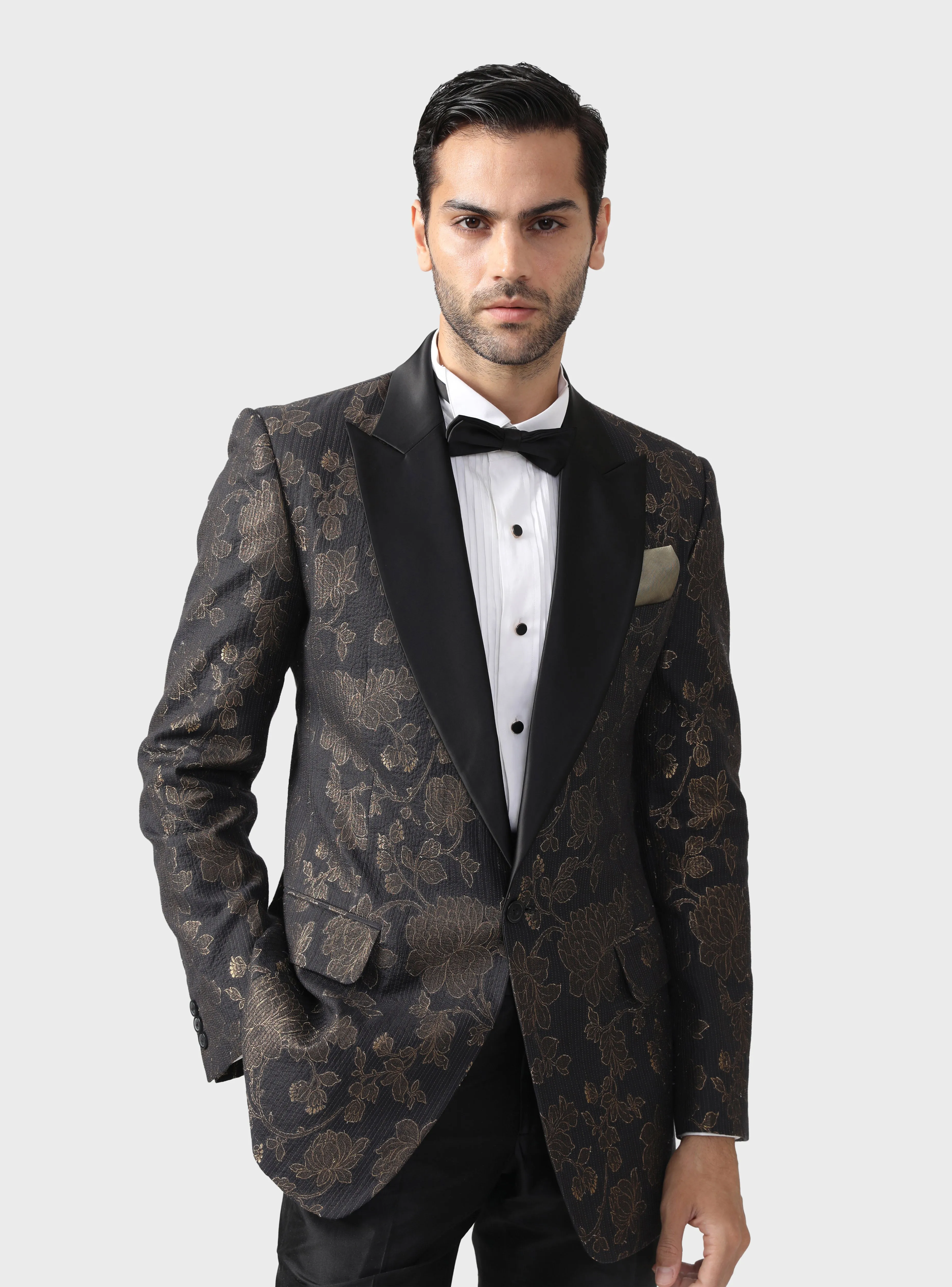 THE GOLD FOIL FLORA TUXEDO JACKET