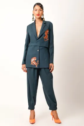 Tiger Embroidered Jacket With Joggers