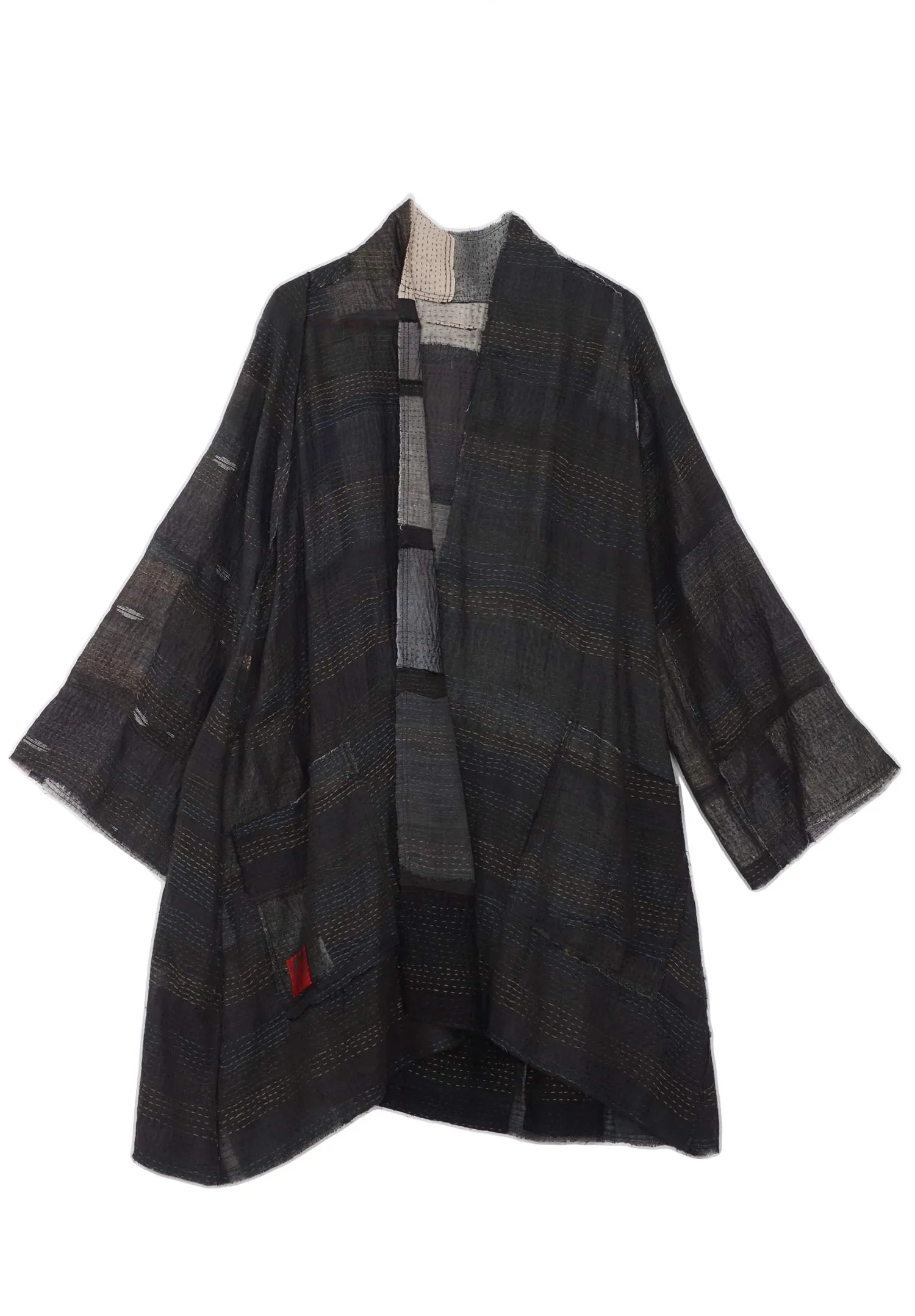 TONAL TILE PATCH KANTHA A-LINE JKT - tt2003-gry -