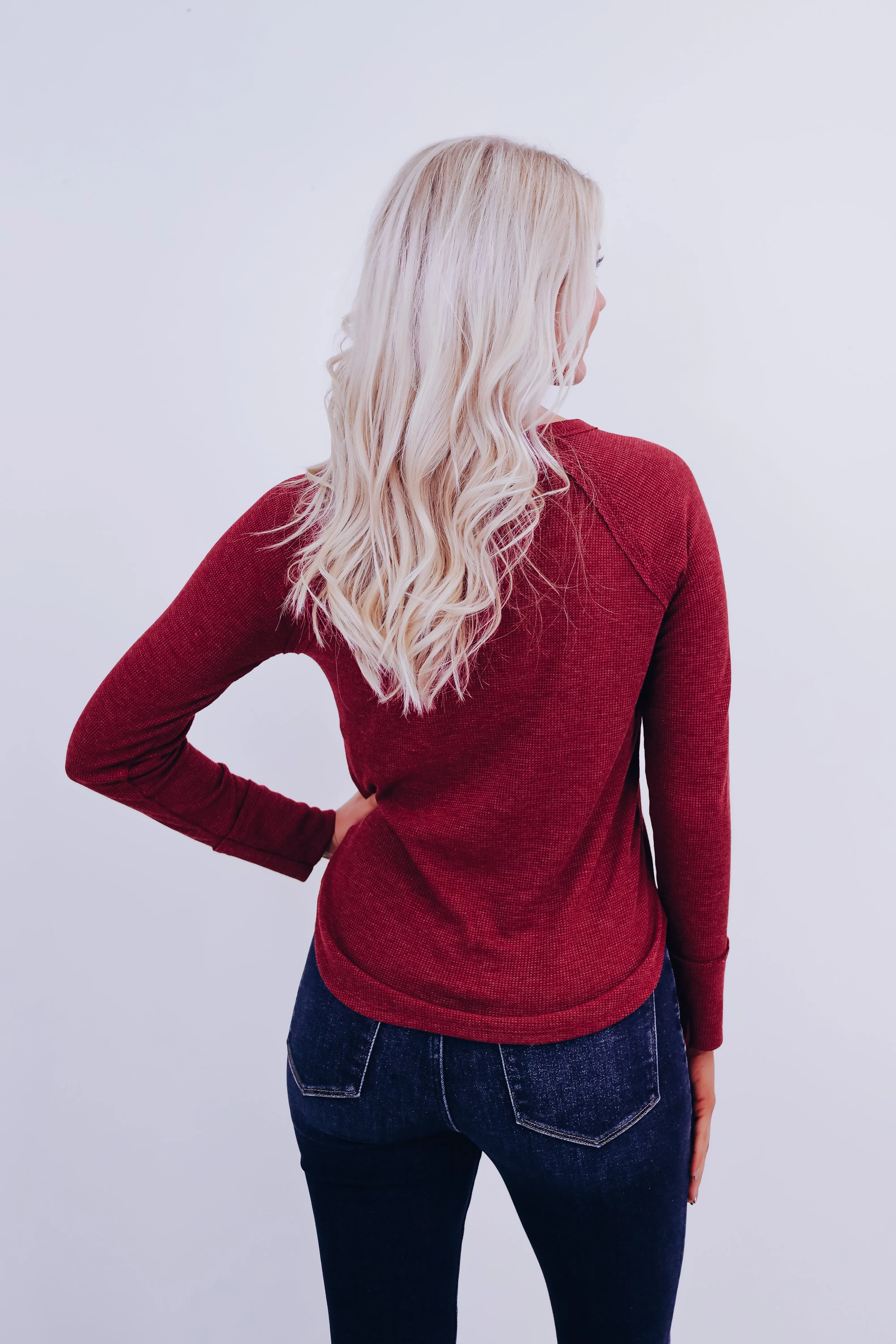 Toni Textured Long Sleeve Top - Maroon