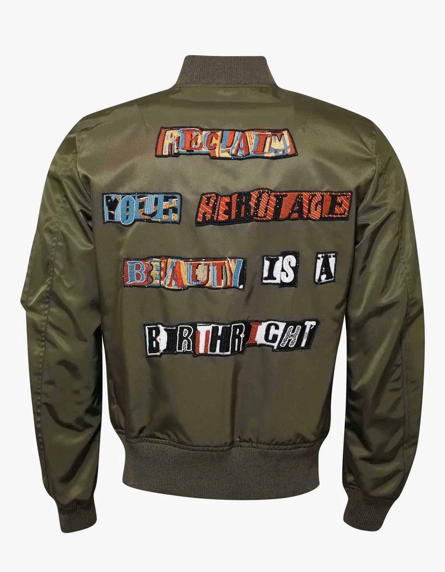 Valentino Garavani Khaki Jamie Reid Embellished Bomber Jacket