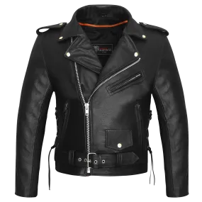 Vance Leather Men's Top Grain Leather Classic Motorcycle Jacket W/Lace Sides and Zip Out Liner