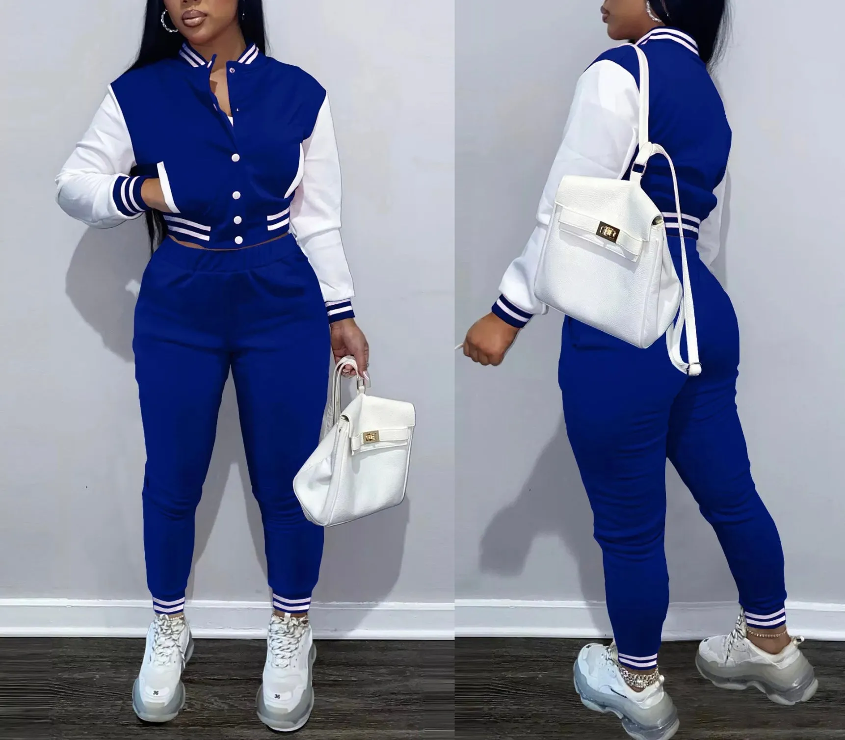 Varsity edition bomber jacket joggers leggings set tracksuit