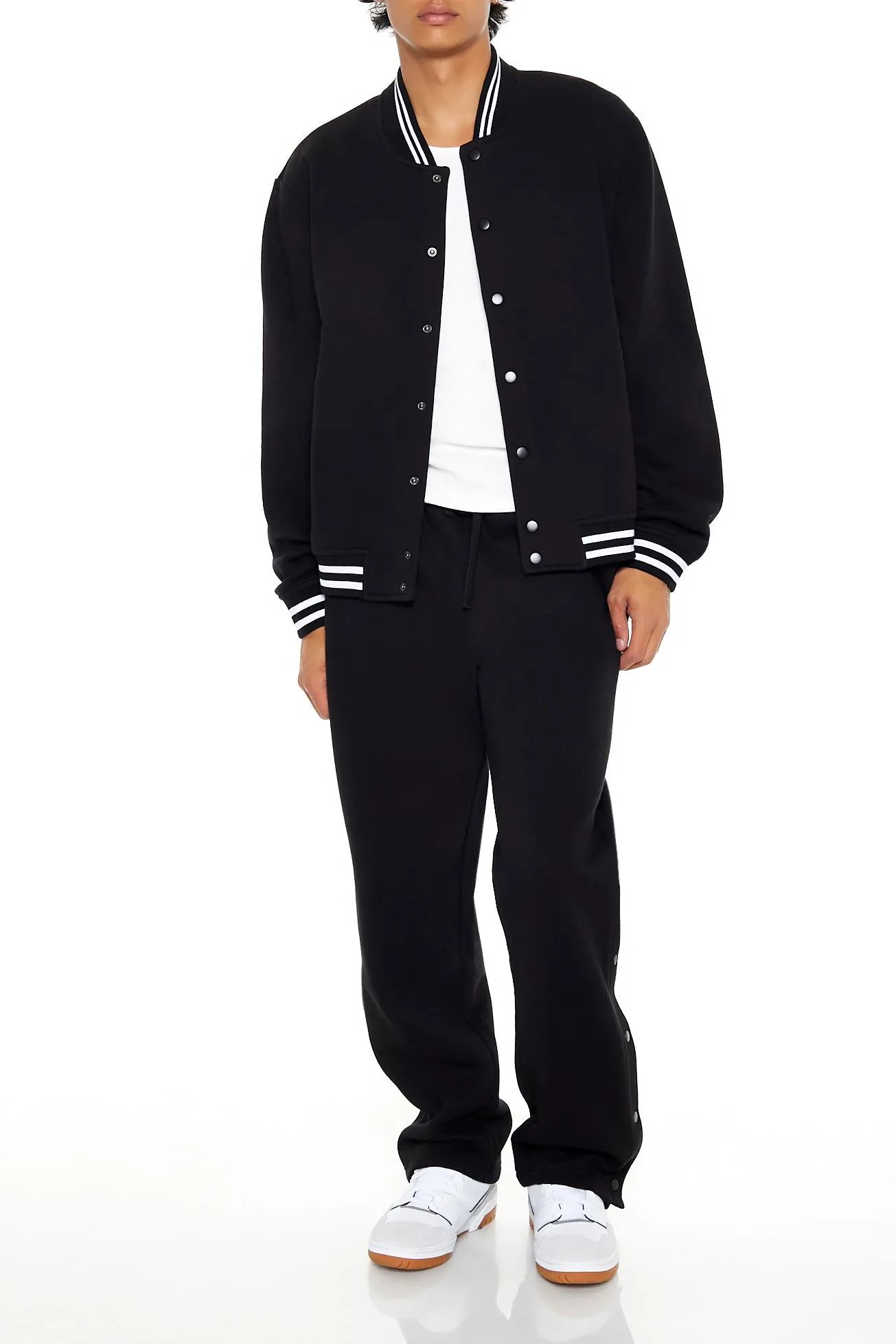 Varsity Striped Fleece Bomber Jacket