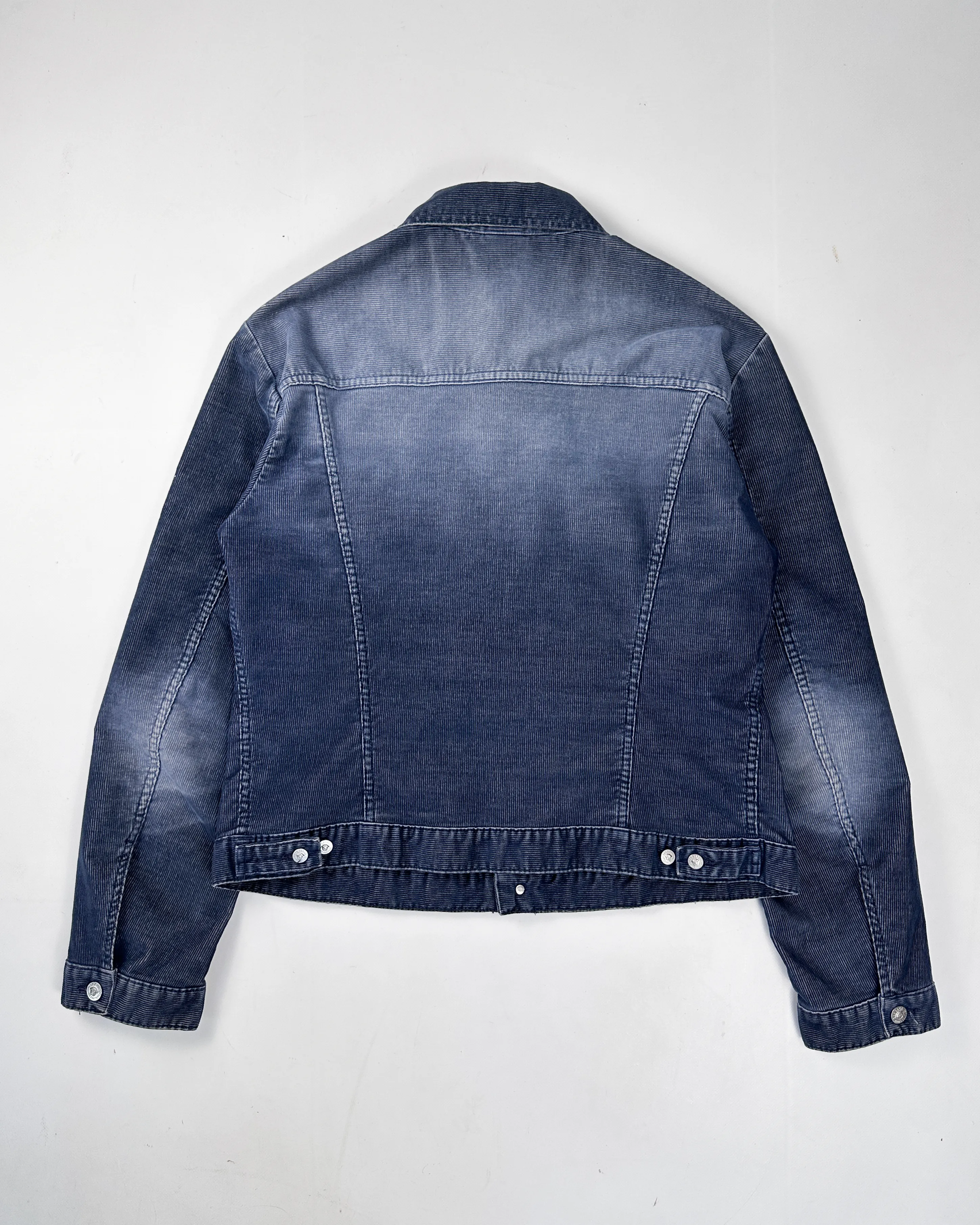 Versace Corduroy Faded Denim Trucker Jacket 1990's