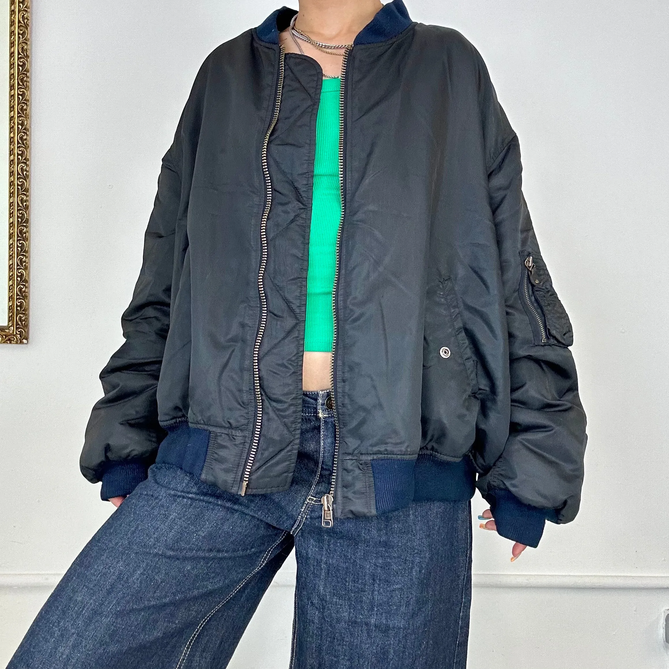 vintage black bomber jacket