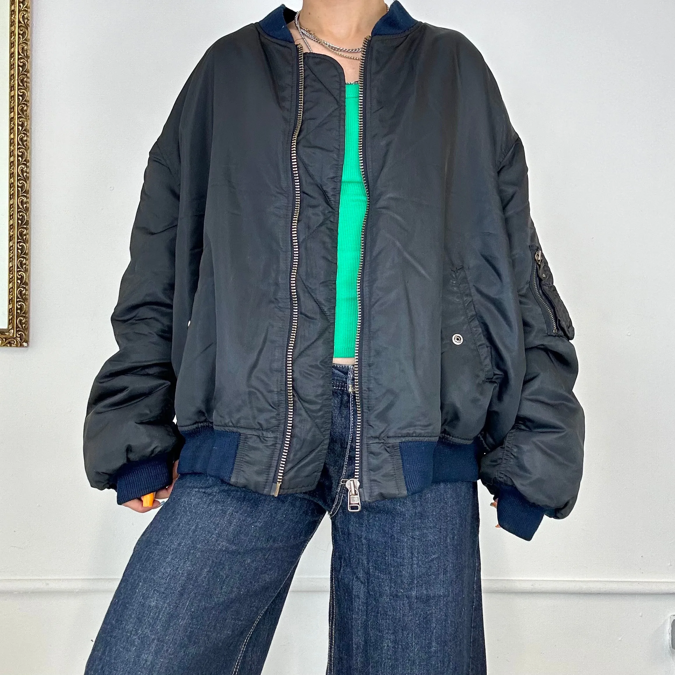 vintage black bomber jacket