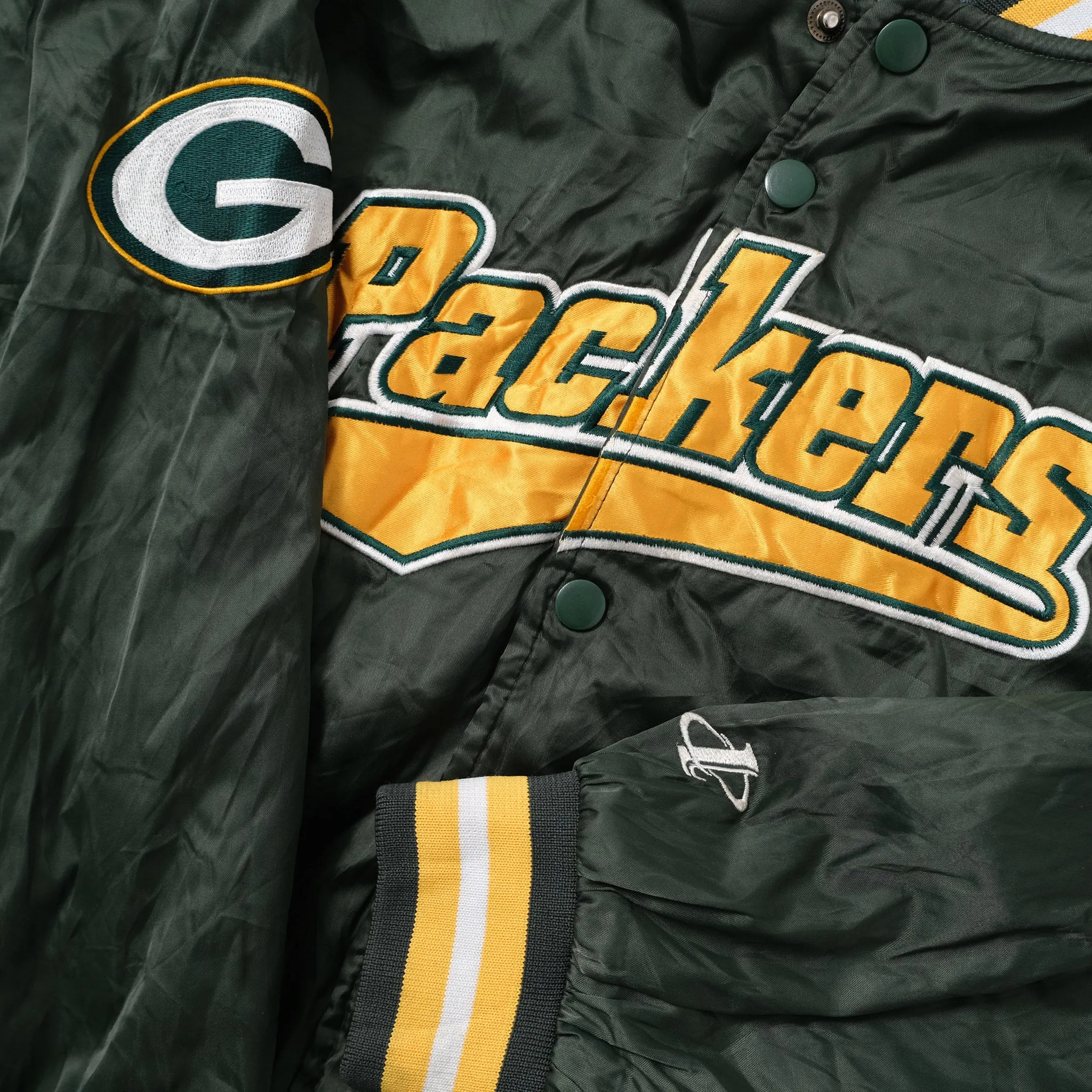 Vintage Greenbay Packers Satin Bomber Jacket Large