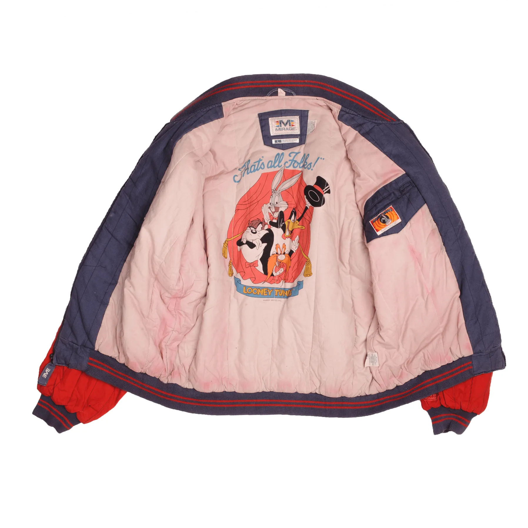 VINTAGE LOONEY TUNES BOMBER JACKET 1993 SIZE LARGE