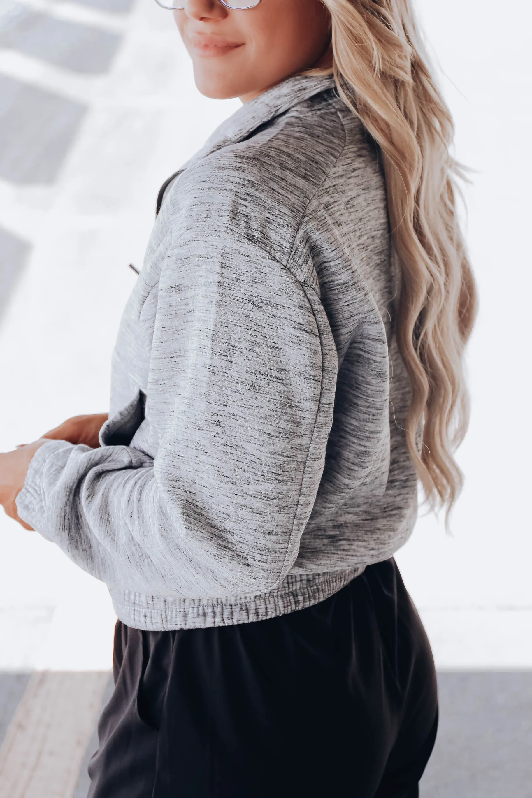 Warm Up Cropped Jacket - Grey Melange