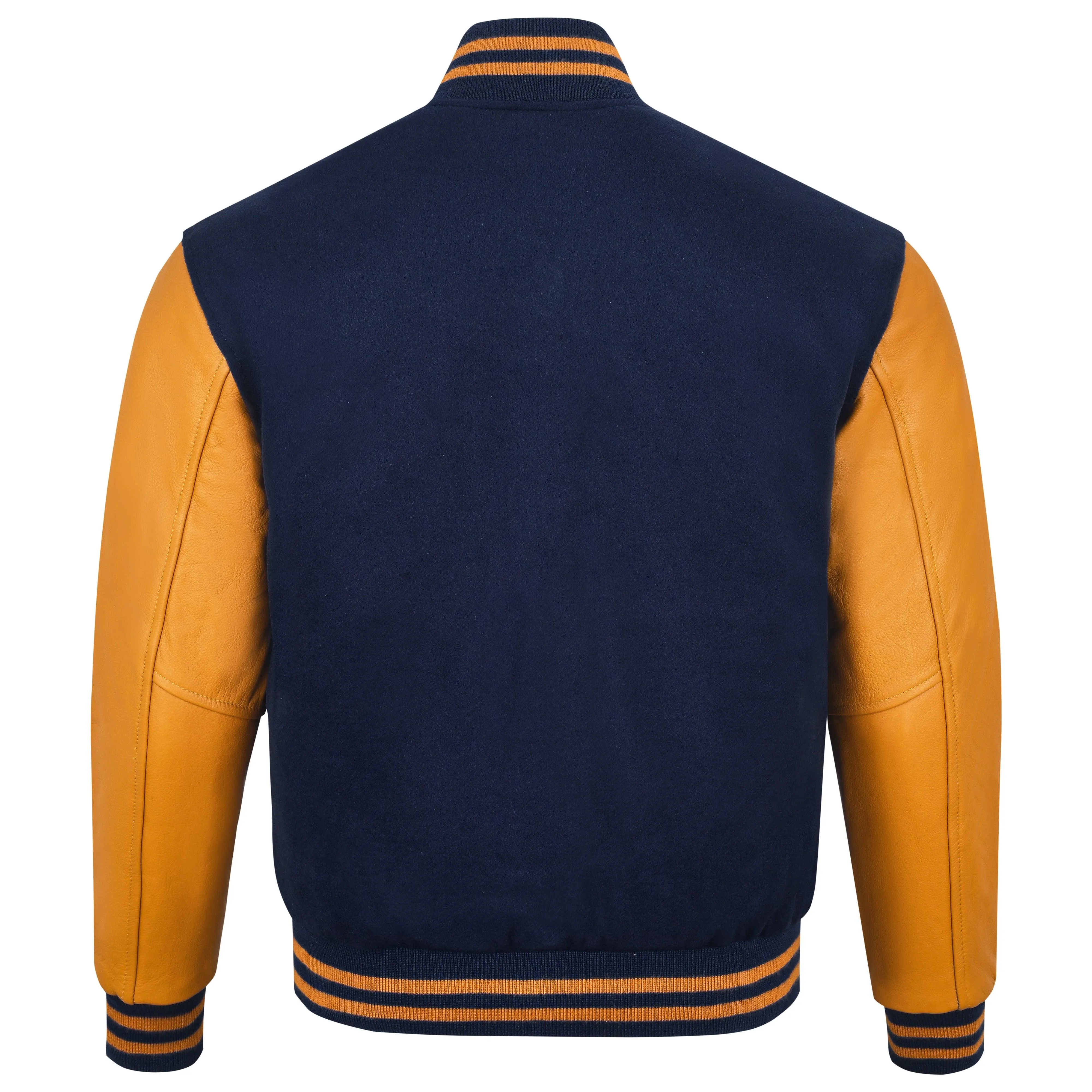 Warrior Gears Classic Hybrid Varsity Jacket for Kids, Toddler Letterman Bomber Jacket for Boys, Unisex Varsity Jacket Girls, Navy Blue Pure Wool Body & Gold Cowhide Leather Sleeves