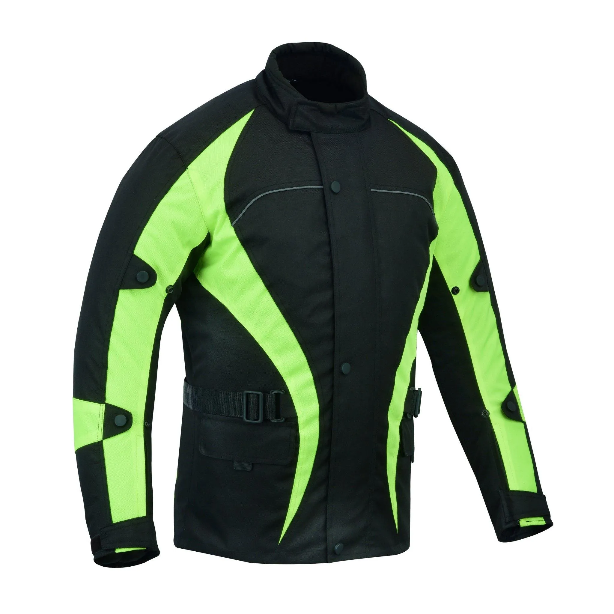 Warrior Gears® Hi Vis Bulls Motorcycle Jacket Men's Waterproof-Black