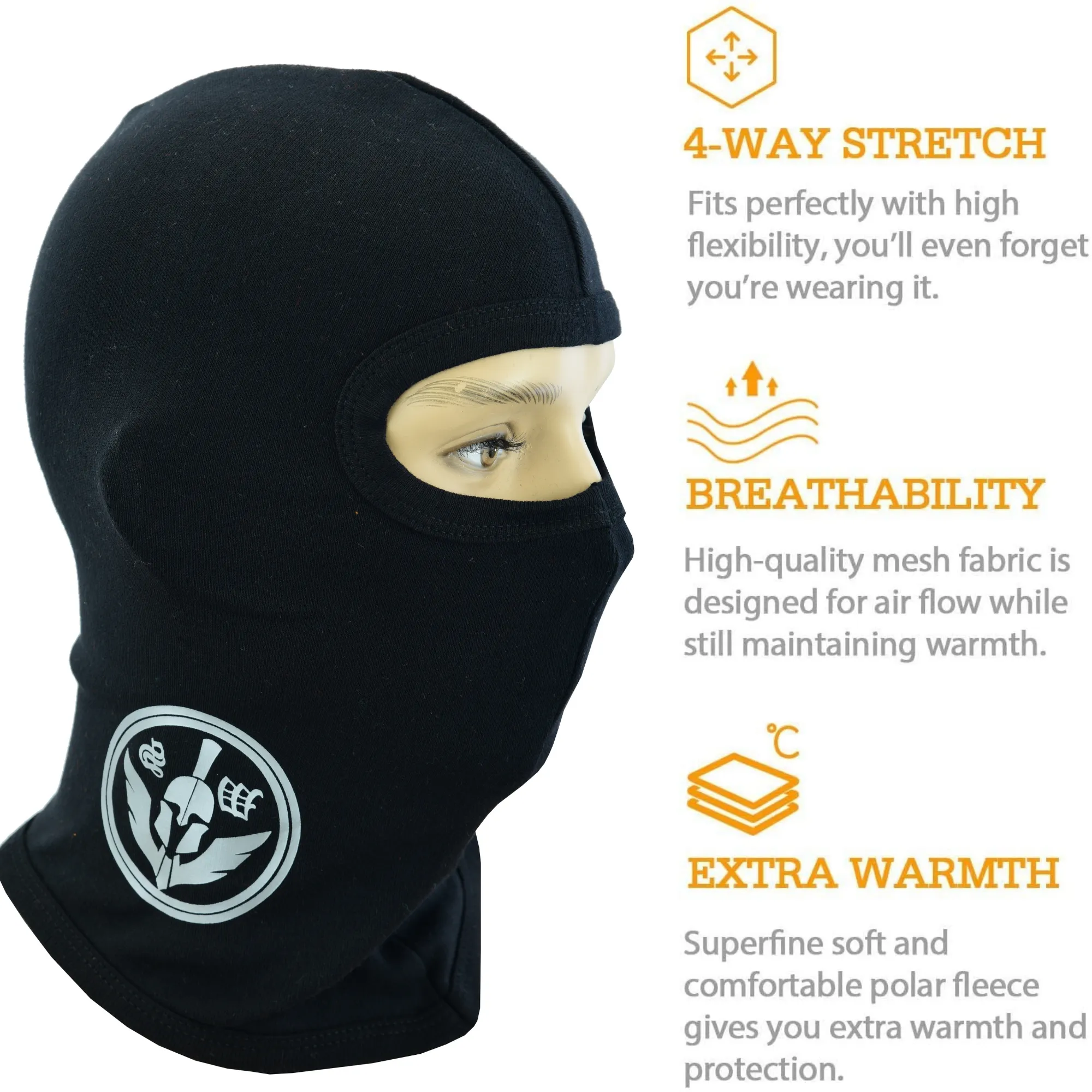 Warrior Gears®100% Cotton Motorcycle Balaclava | Face Mask -Black