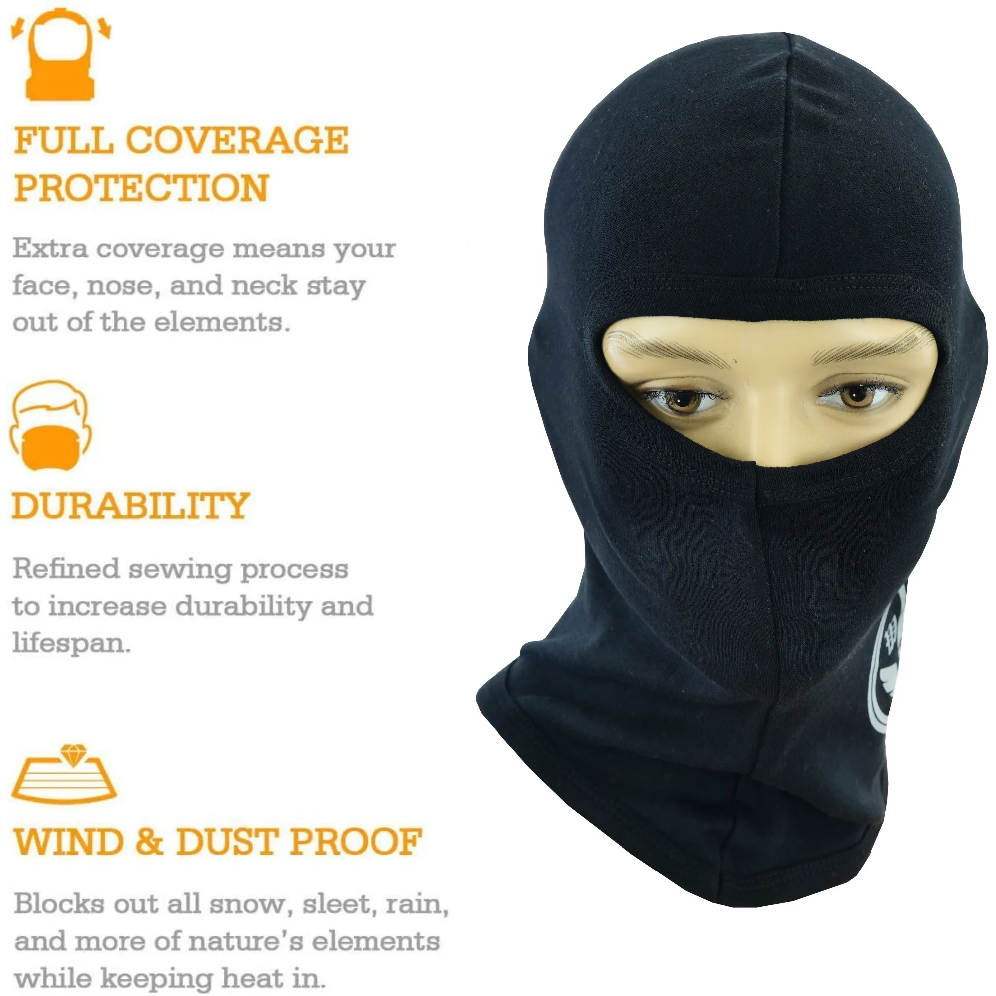 Warrior Gears®100% Cotton Motorcycle Balaclava | Face Mask -Black