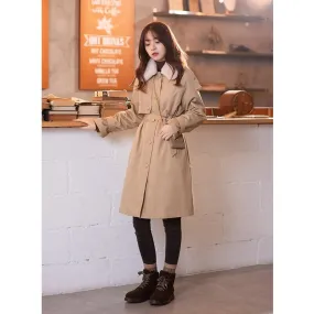 Wjczt 2022 Winter Parkas For Women Fur Collar Warm Mid Calf Belt Elegant Streetwear Warm Female Overcoats MX20D7394