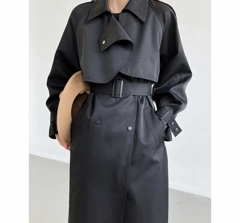 Wjczt Stylish Winter Women Long Trench Coats Thick Double Breasted Belted Jacket Casual Warm Female Long Overcoat