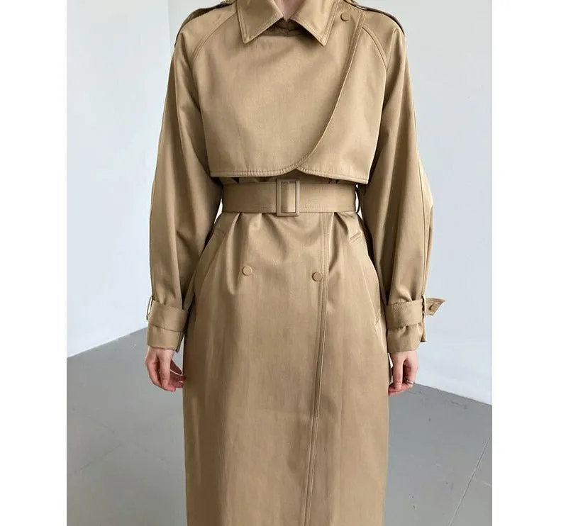 Wjczt Stylish Winter Women Long Trench Coats Thick Double Breasted Belted Jacket Casual Warm Female Long Overcoat