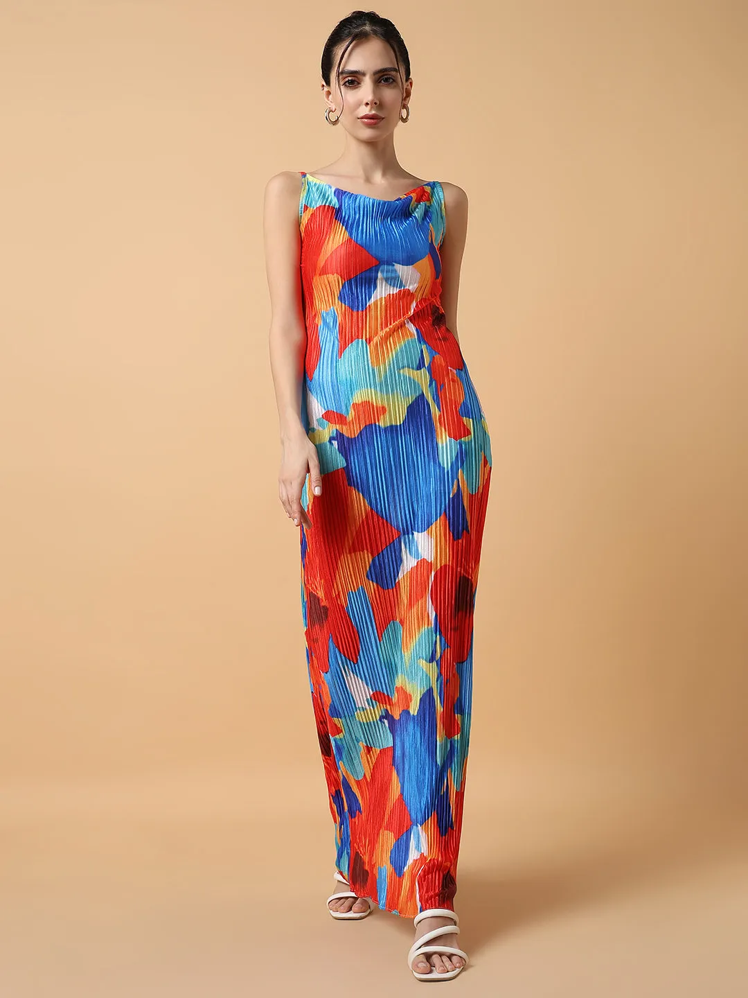 Women Abstract Multi Maxi Bodycon Dress