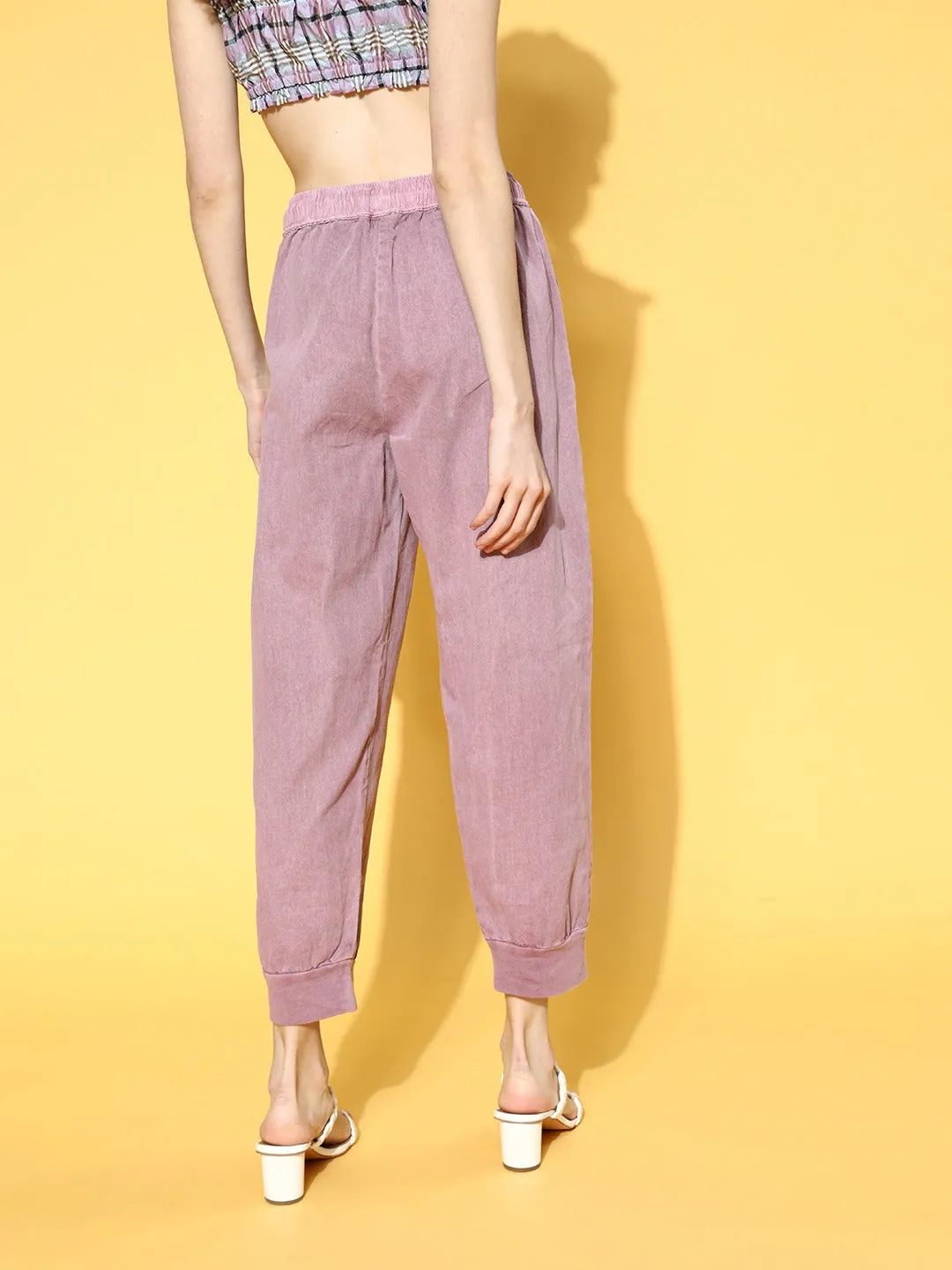 Women Lavender Garment Dyed Joggers