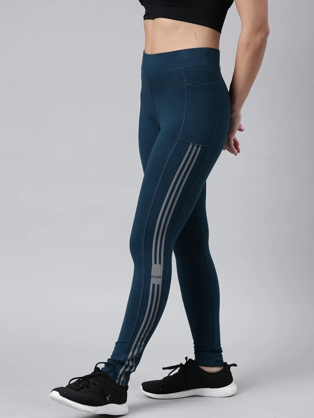 Women Solid Slim Fit Teal Track Pant