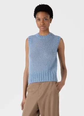 Women's Mohair Silk Vest in Cornflower