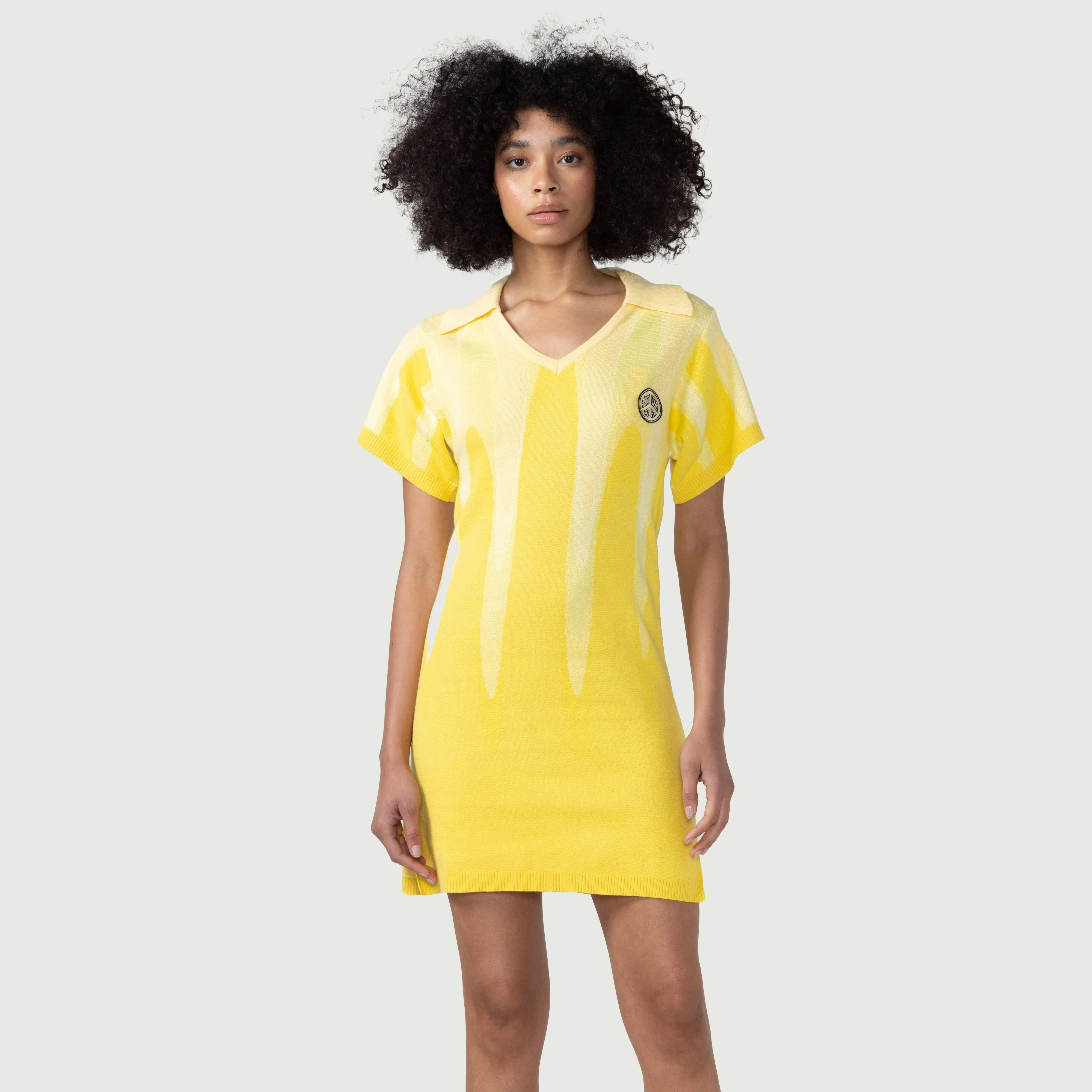 Womens Polo Knit Dress - Yellow