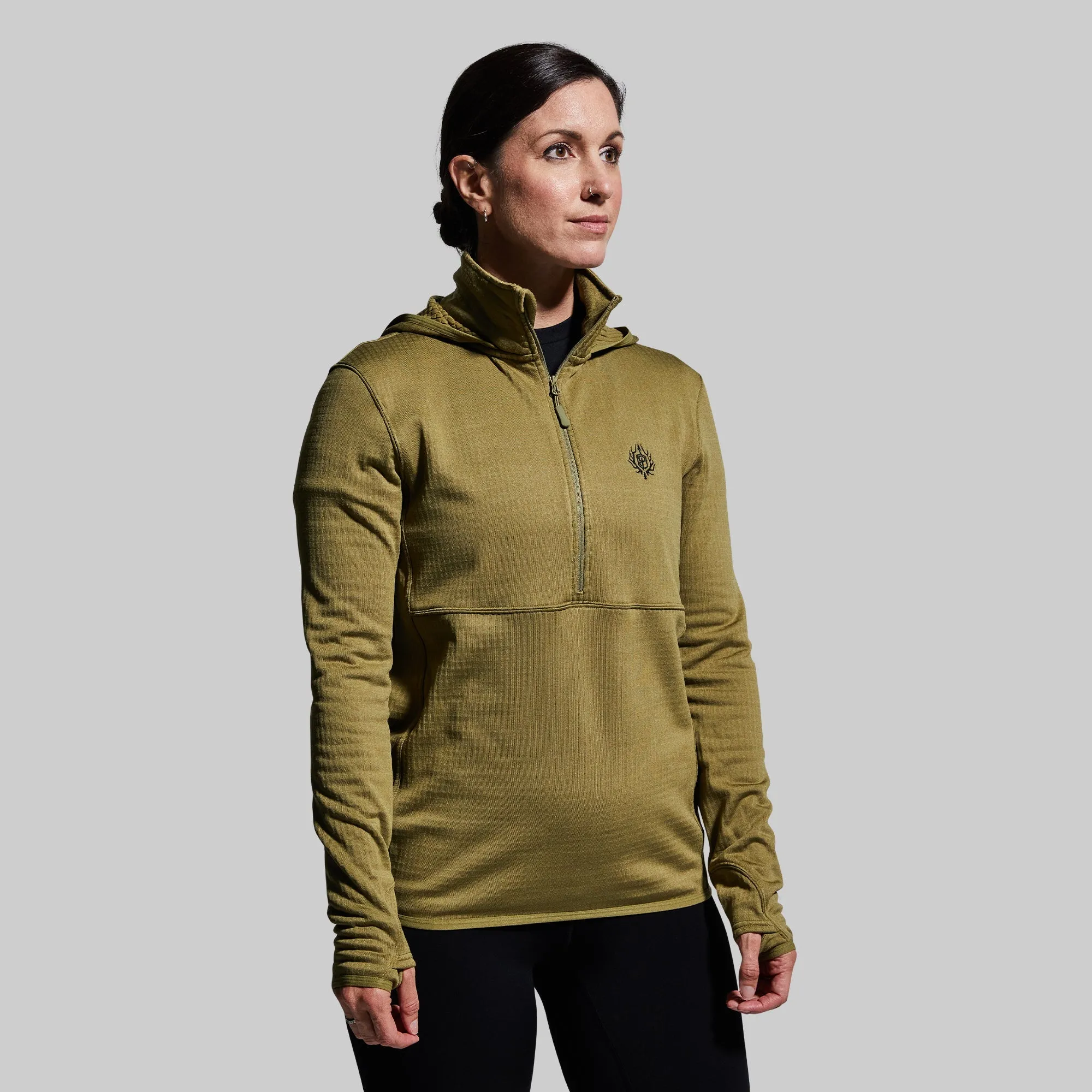 Women's Quiver Half Zip Hoodie (OD Green)