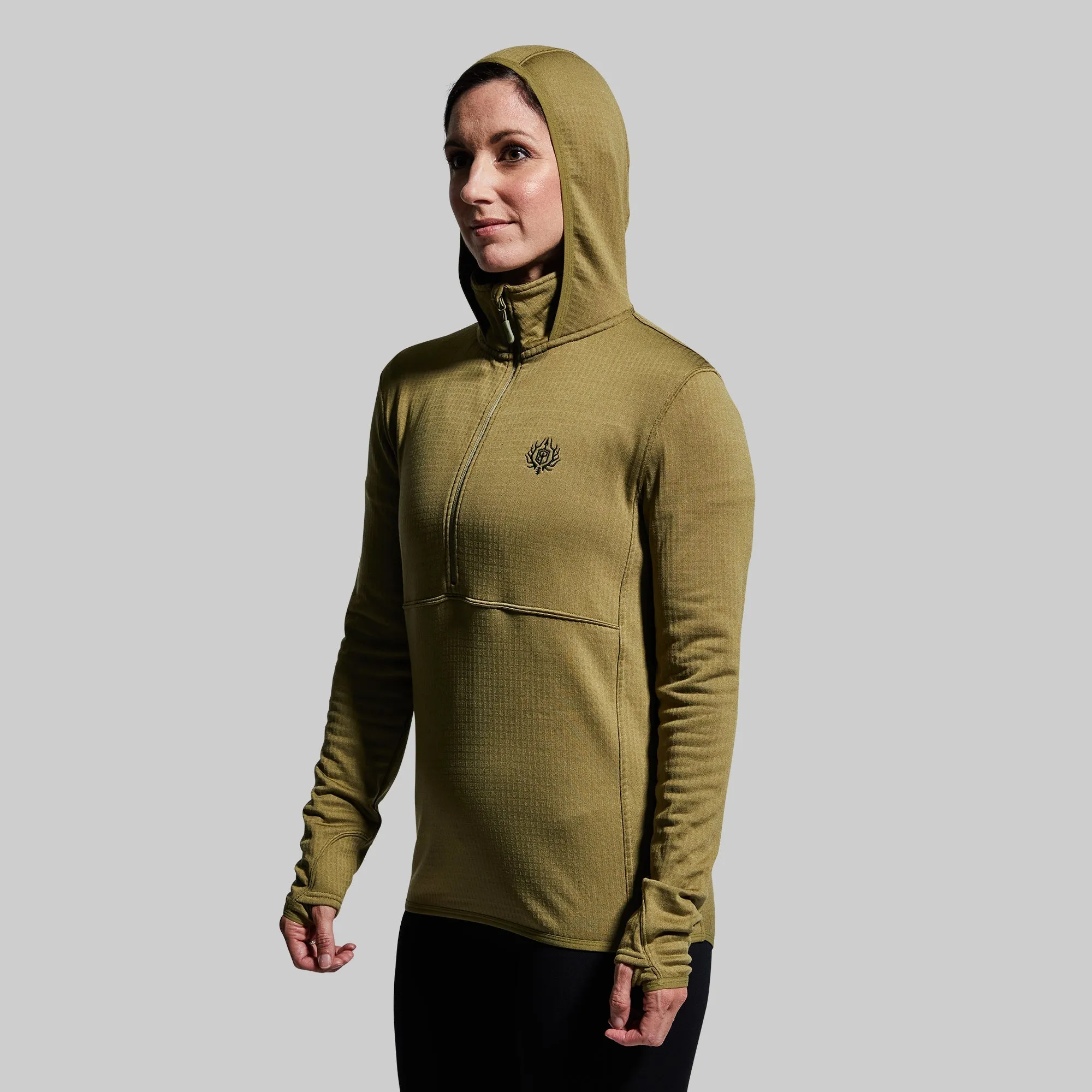 Women's Quiver Half Zip Hoodie (OD Green)