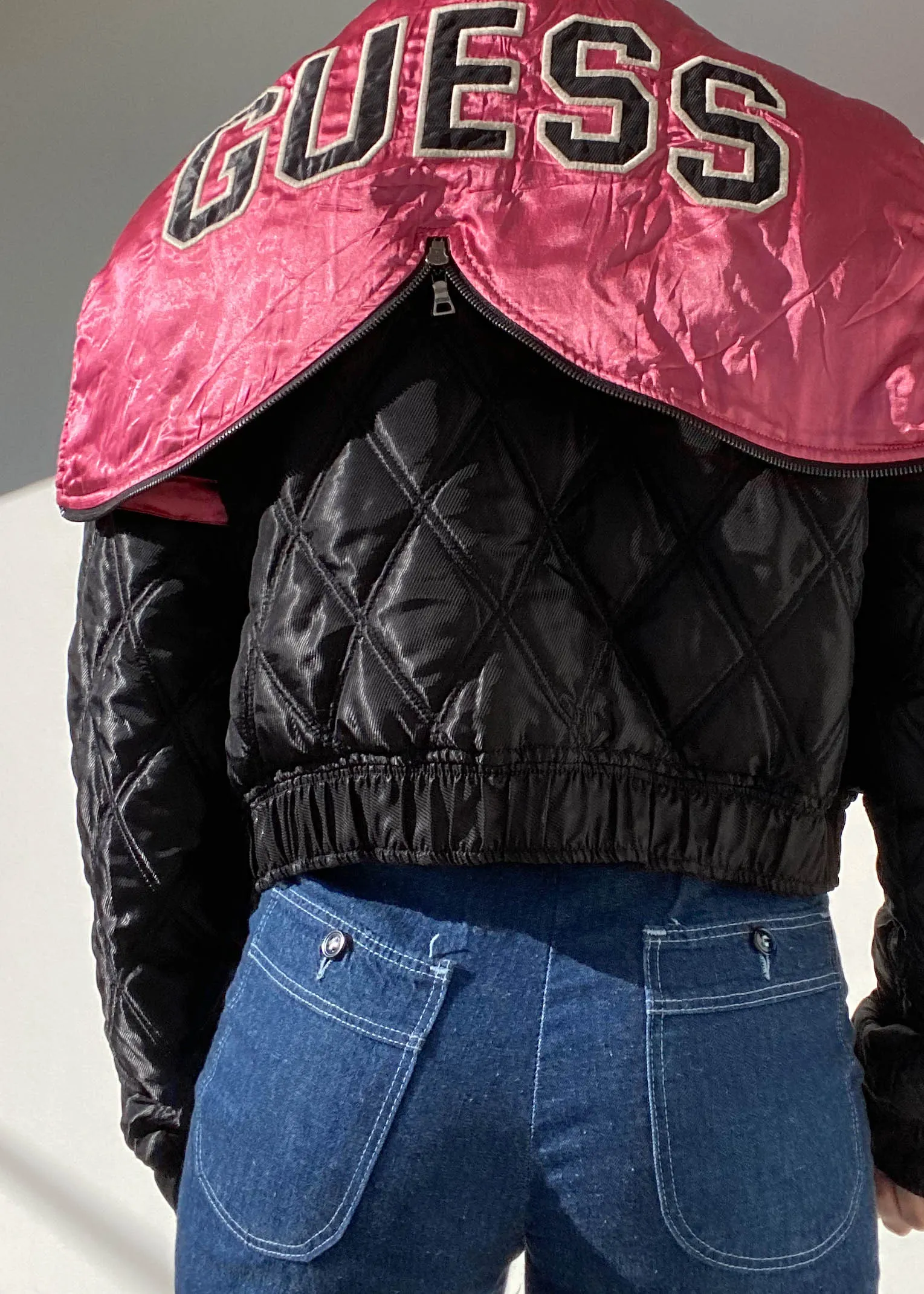 Y2k Pink & Black GUESS Bomber (M)