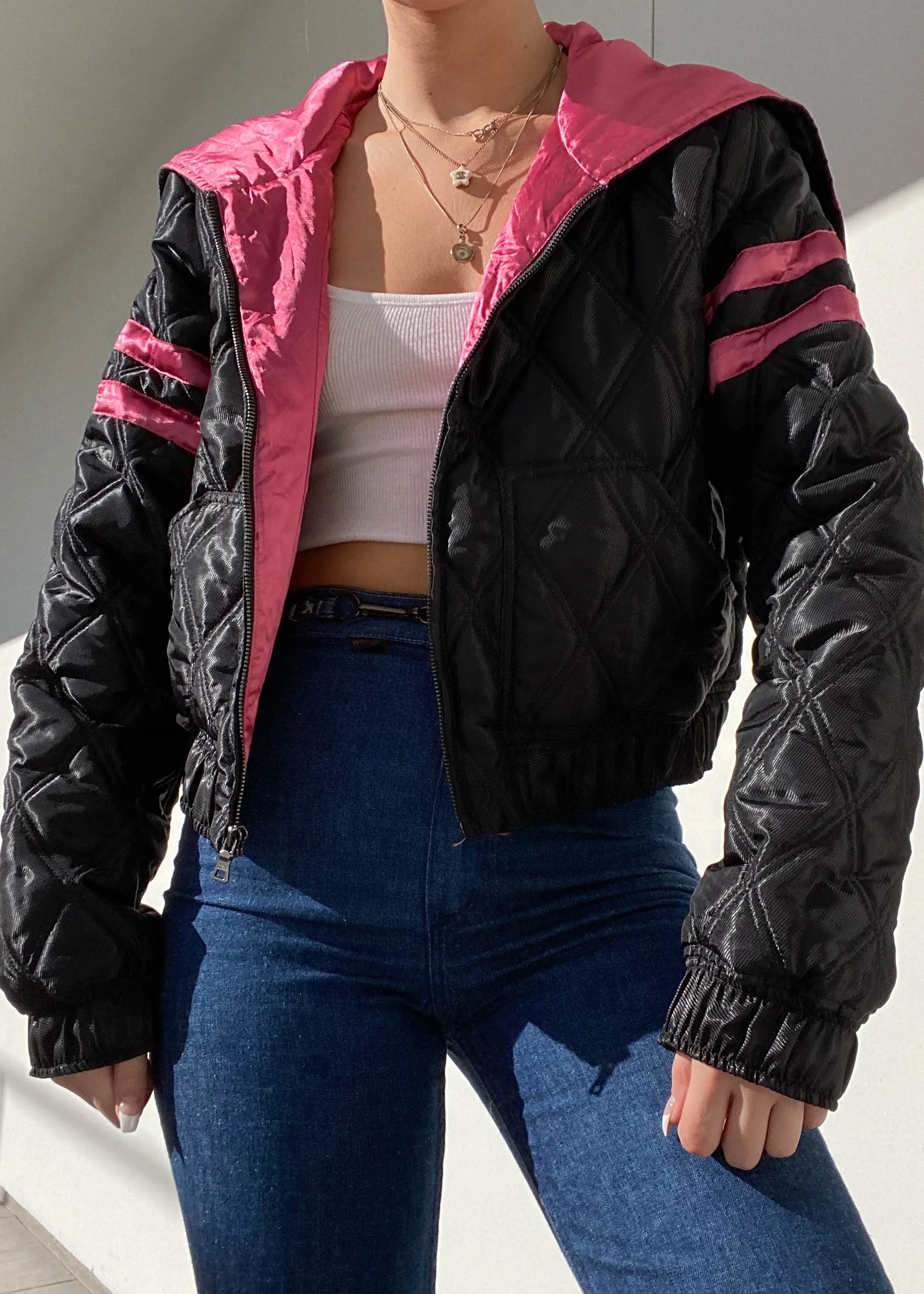 Y2k Pink & Black GUESS Bomber (M)