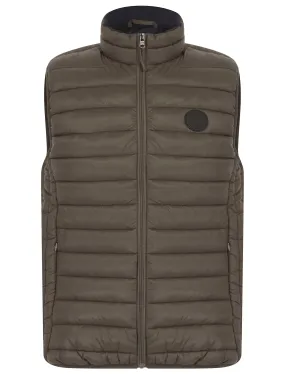 Yellin 2 Quilted Puffer Gilet with Fleece Lined Collar in Khaki - Tokyo Laundry