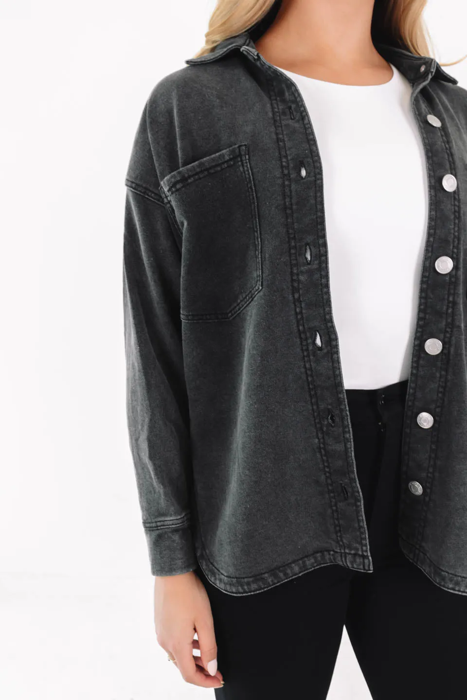 Z Supply All Day Knit Denim Jacket - Vintage Black